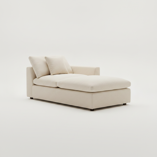 Nimbus chaise module in ivory Belgian linen, three-quarter view